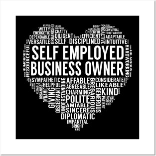 Self Employed Business Owner Heart Posters and Art